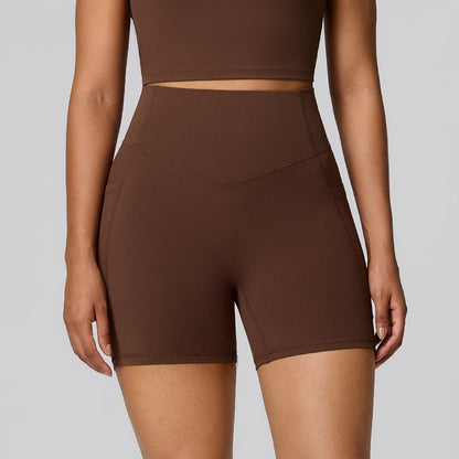 brown biker shorts women