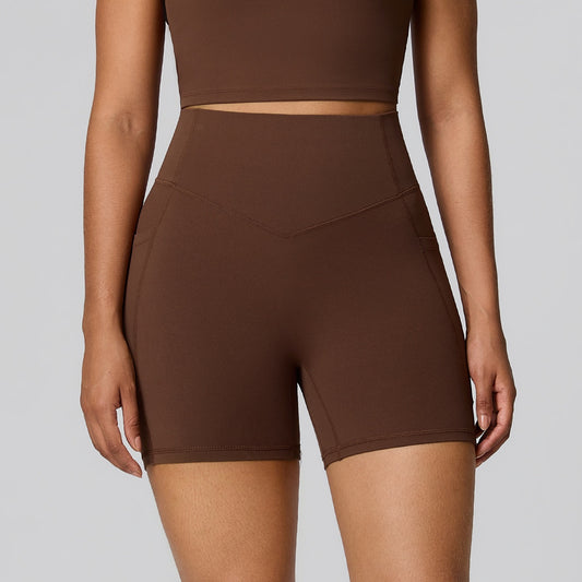 brown biker shorts women