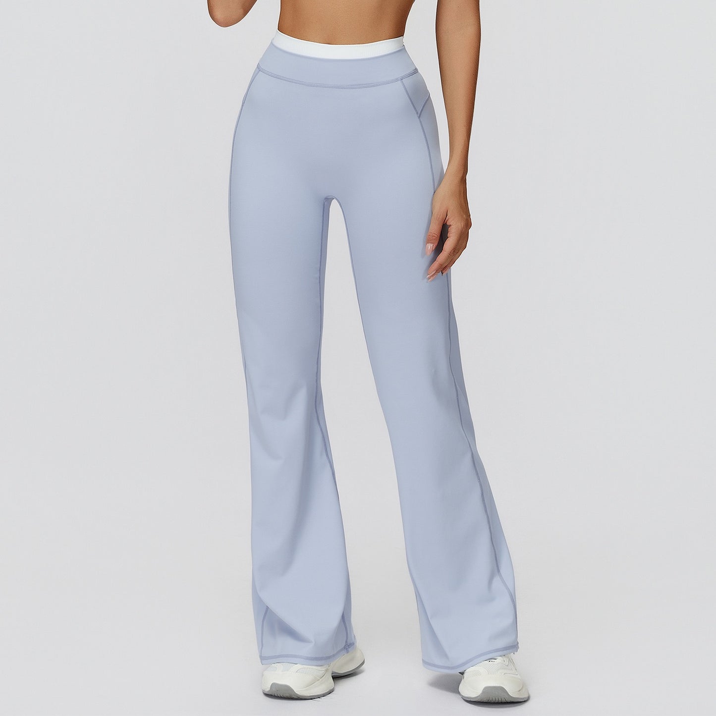comfortable travel yoga pants in blue