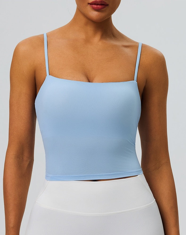 blue padded yoga bra 