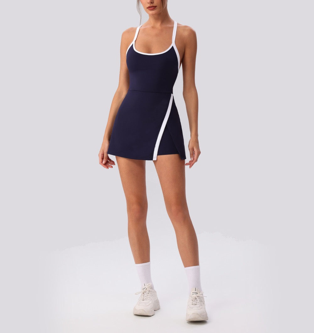 navy blue court dress for women