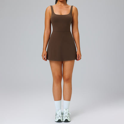 cozy brown gym dress built-in shorts