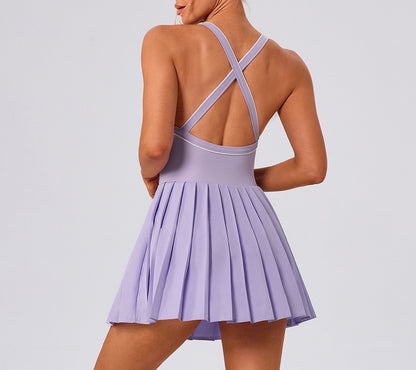 crisscross back tennis dress in purple