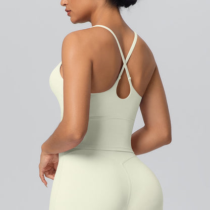 crisscross back yoga bra with keyhole