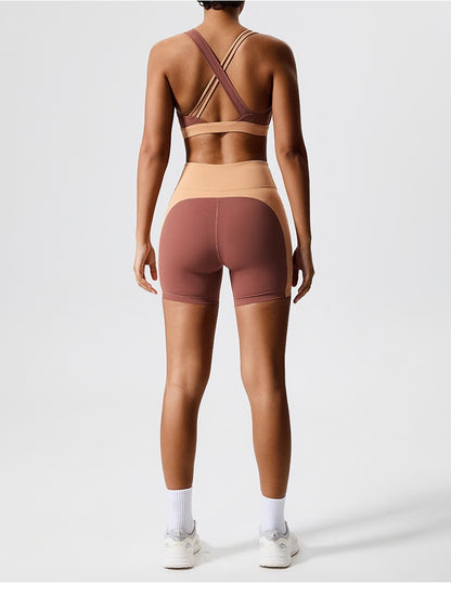 Color Block Crisscross Sports Bra - Green