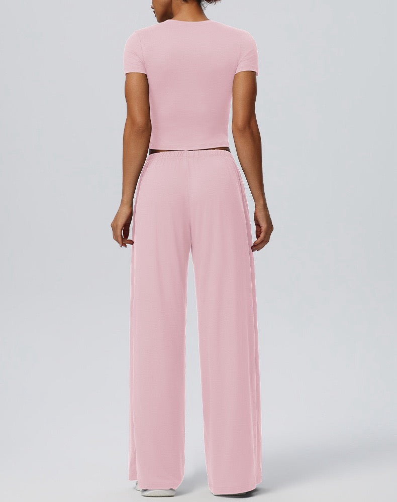 cropped athletic t shirt pink