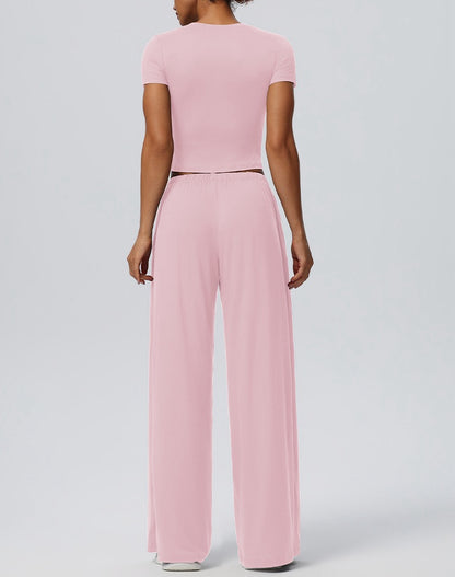 cropped athletic t shirt pink