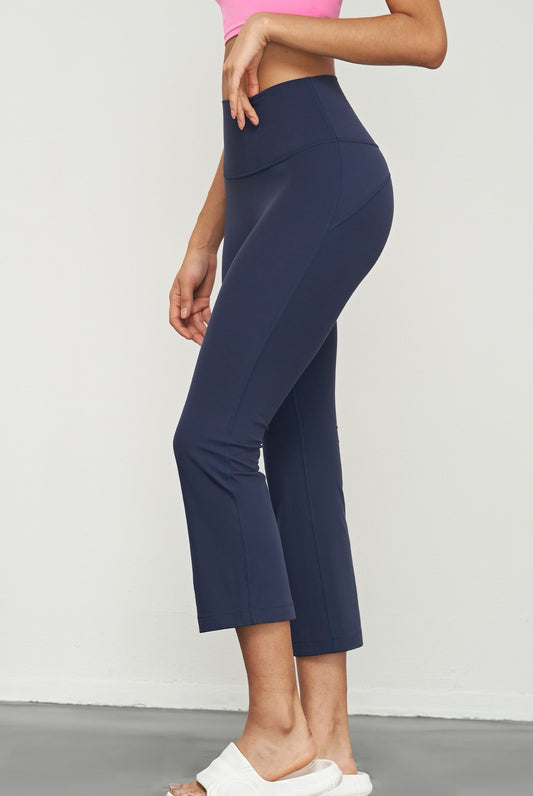 navy blue cropped flare pants comfortable