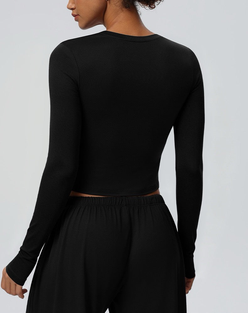 cropped long sleeve yoga top