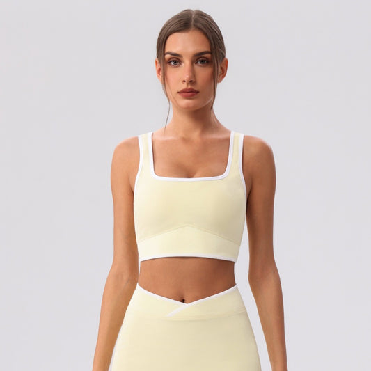 cropped square neck bra yellow