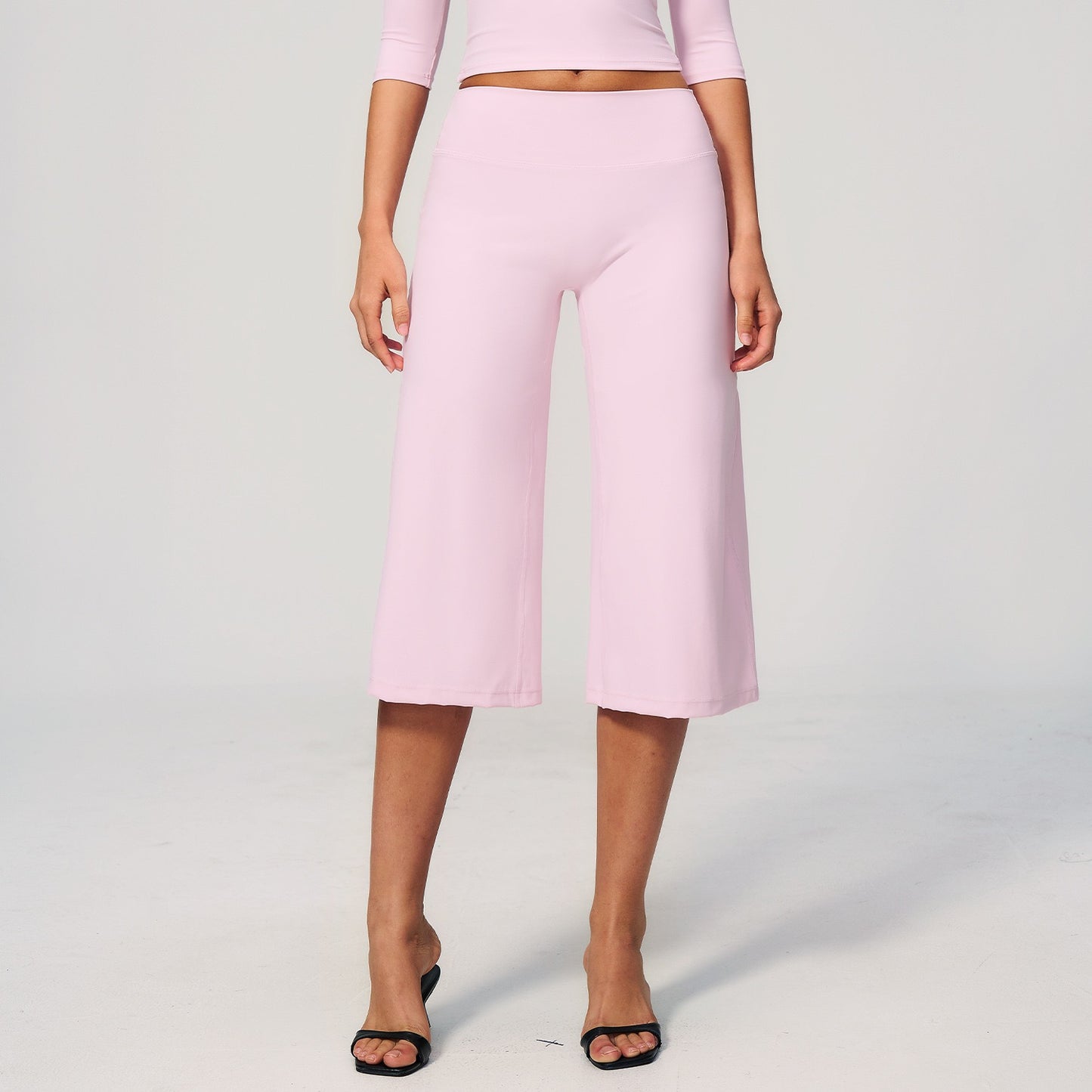 cropped wide leg pants pink