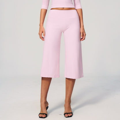 cropped wide leg pants pink