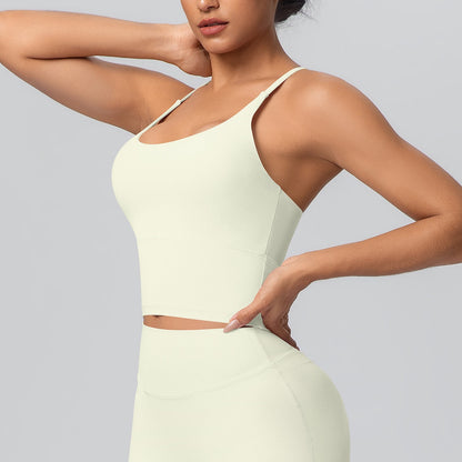 white cropped workout tank for pilates