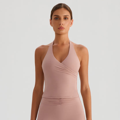 cross-front V-neck yoga top