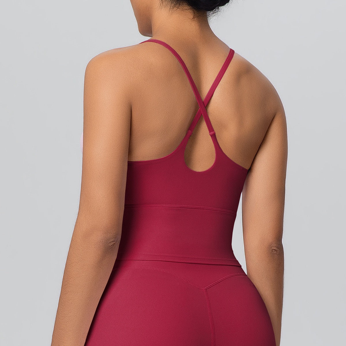 red cross back crop top for gym