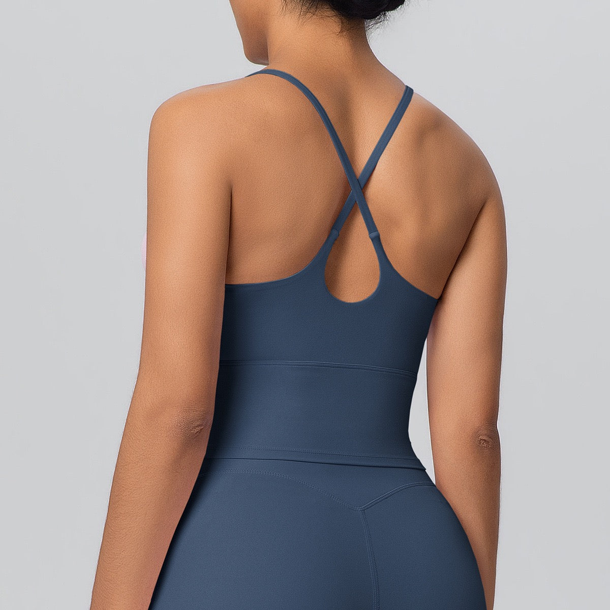 navy blue cross back tank top 