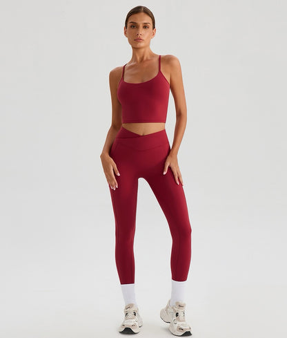 red cross front waistband leggings for gym