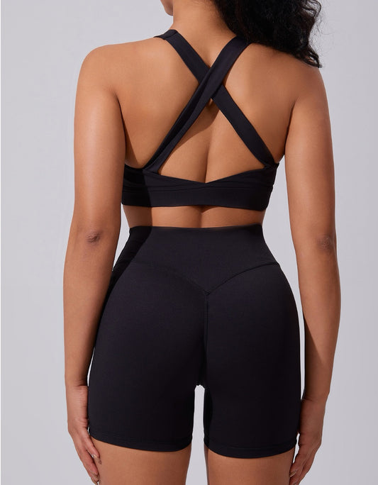 crossback sports bra black
