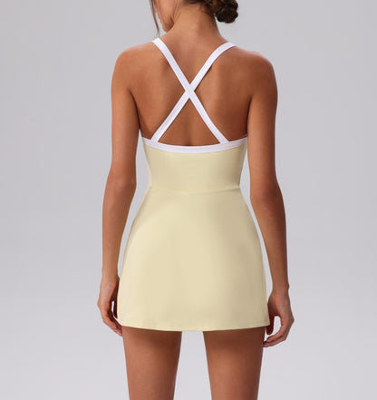 crossback tennis dress yellow colour