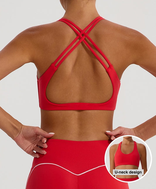 crossback yoga bra red