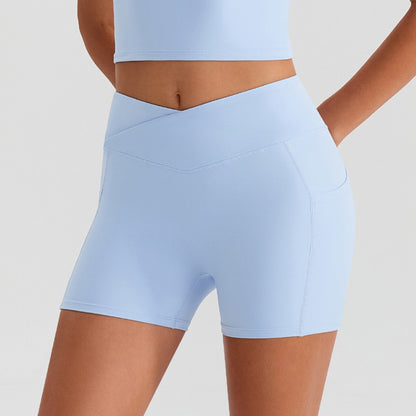 crossover biker shorts blue color