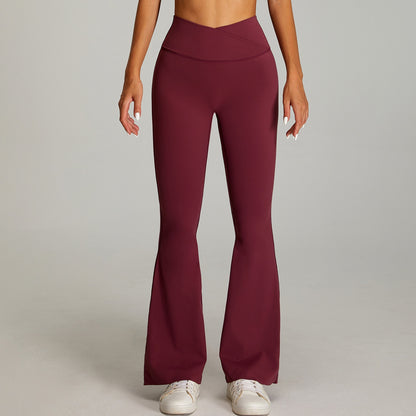 crossover waist flare leggings