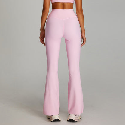 crossover waist flare leggings for pilates