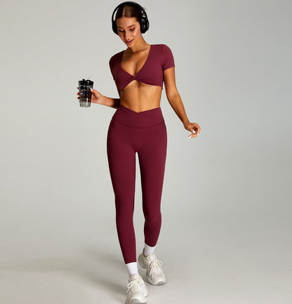 crossover waist yoga leggings