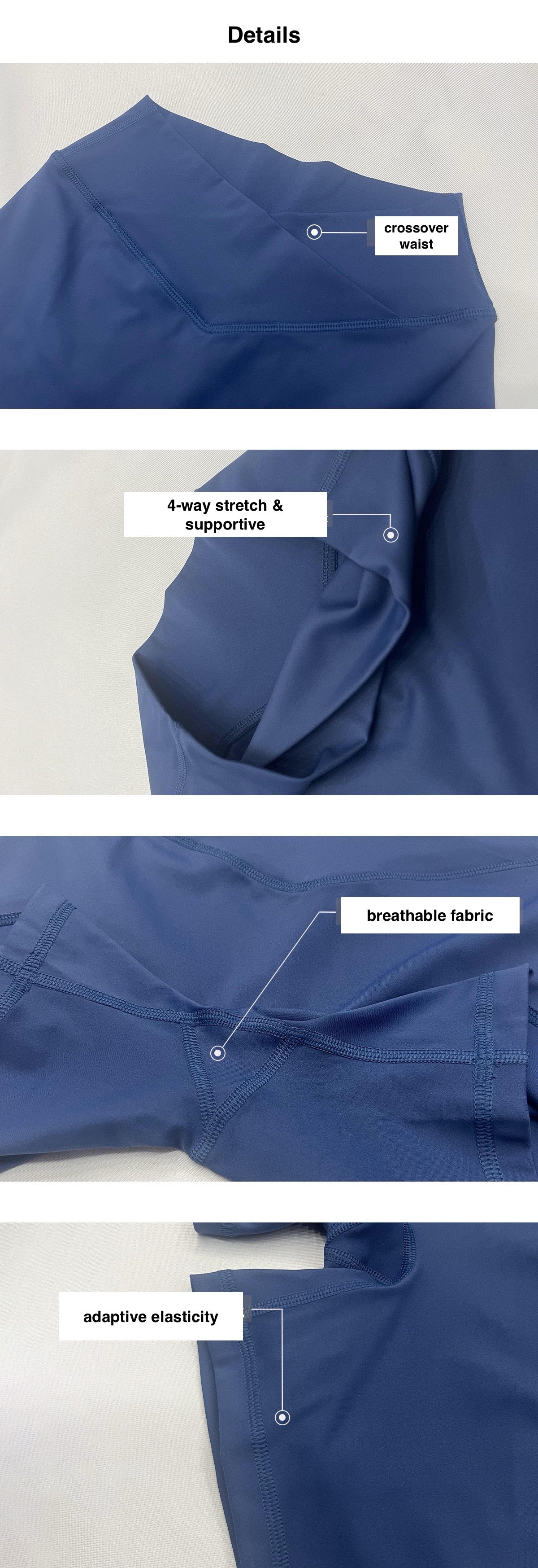 crossover waistband gym shorts for women