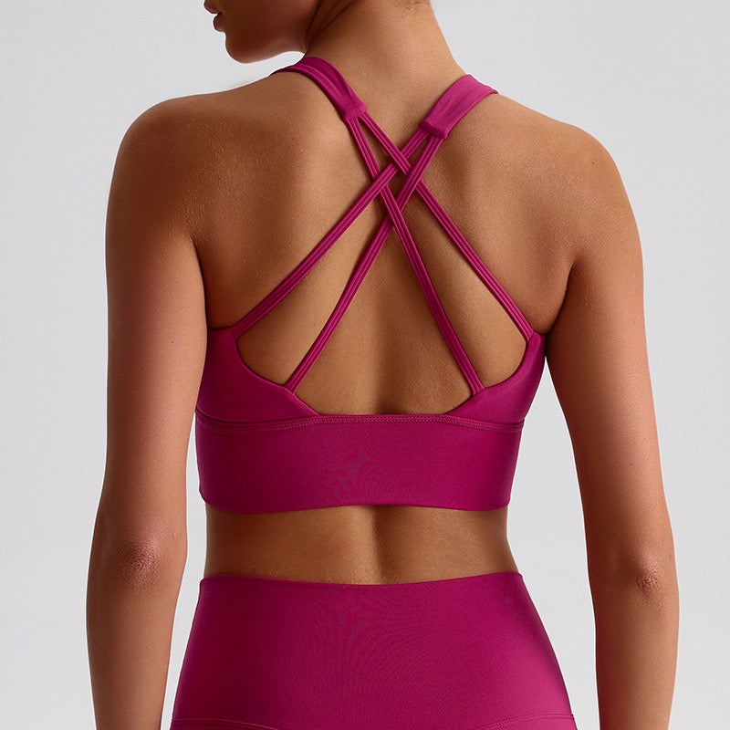 cute sports bra with stylish strappy back design