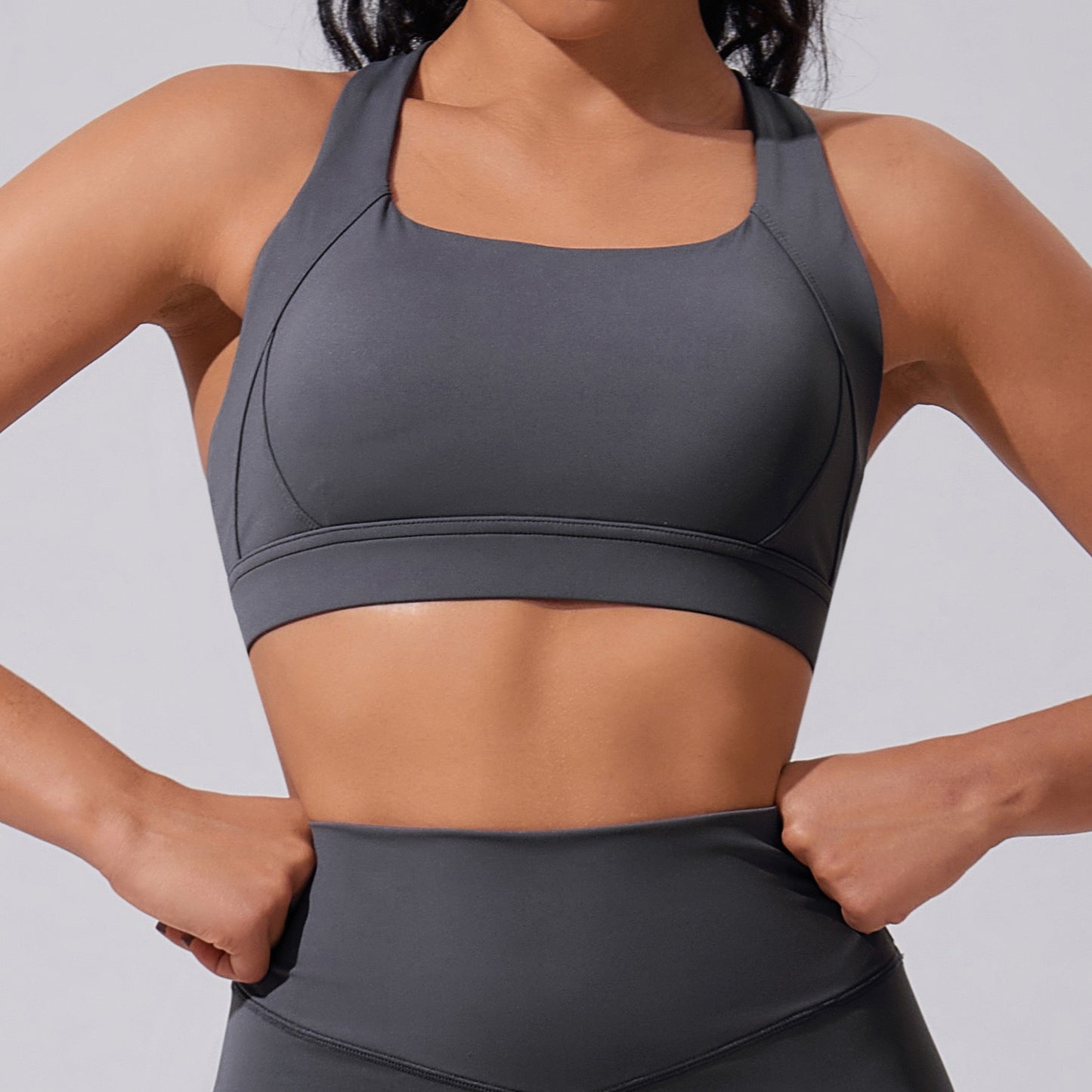 dark grey workout bra
