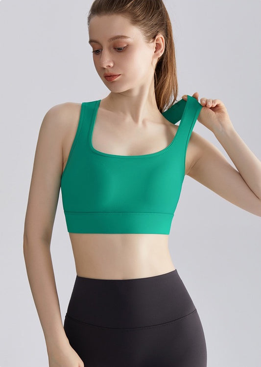 decorative back sports bra green