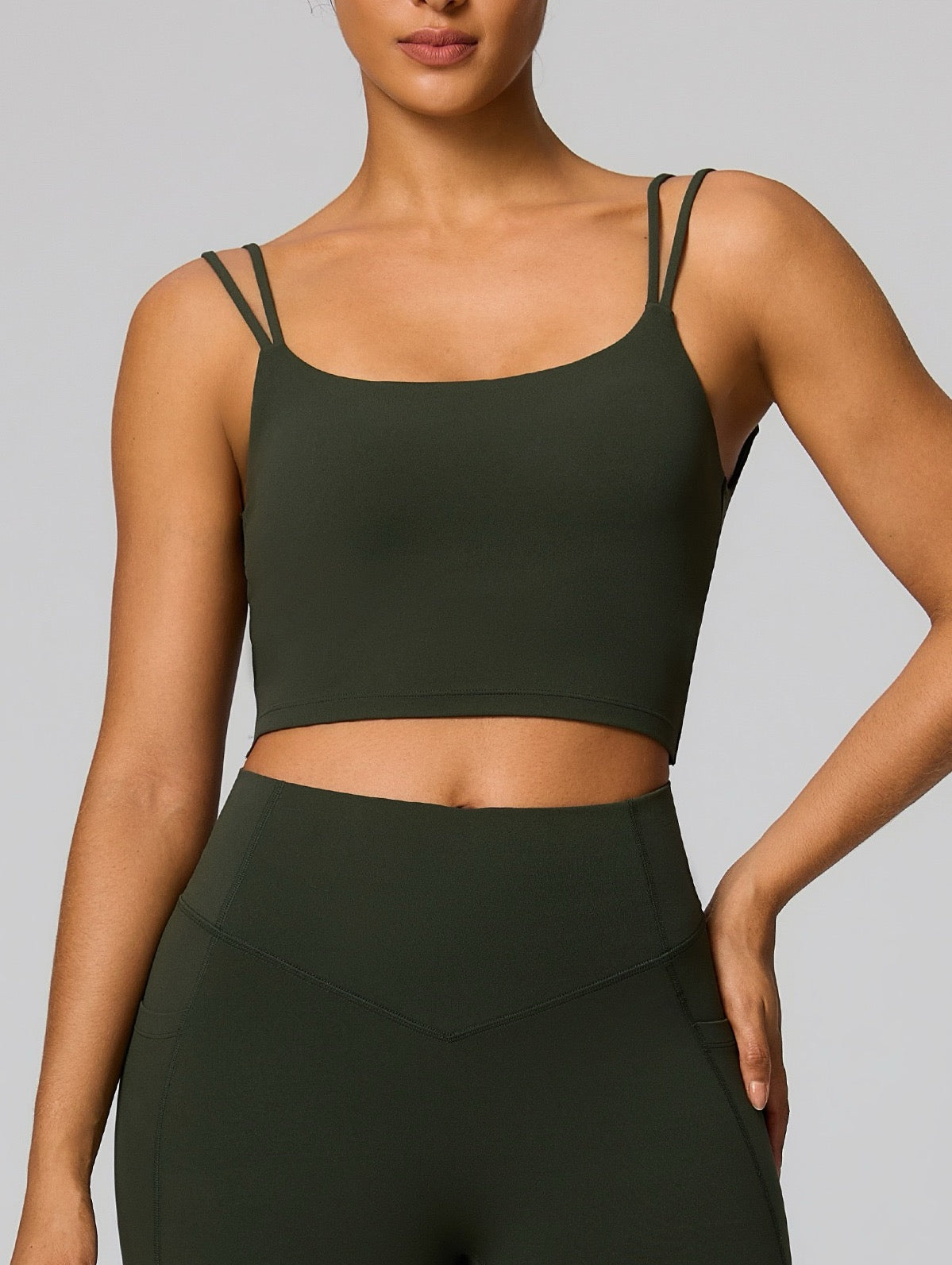 double strap sports tank green