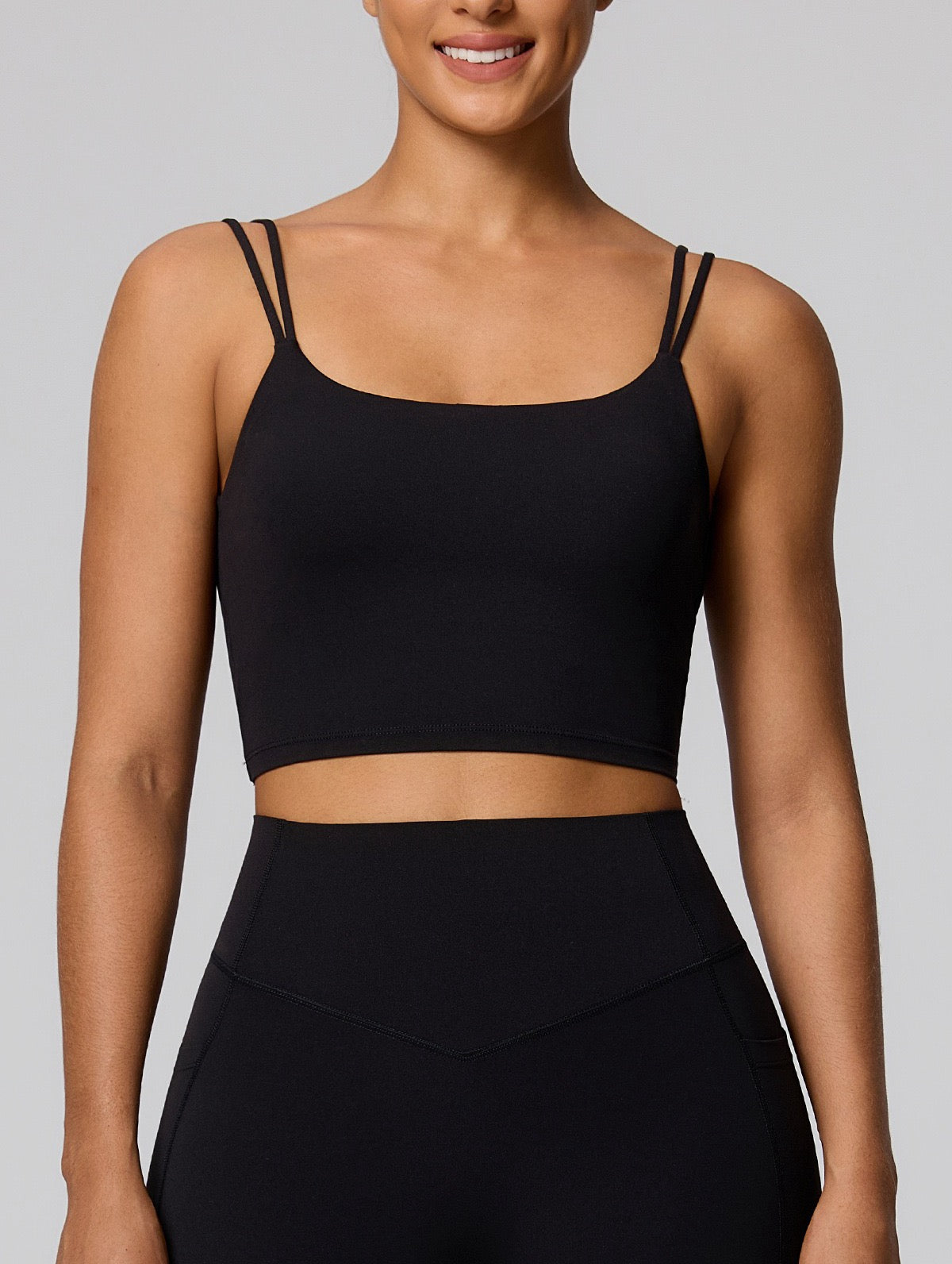 double straps crop top black