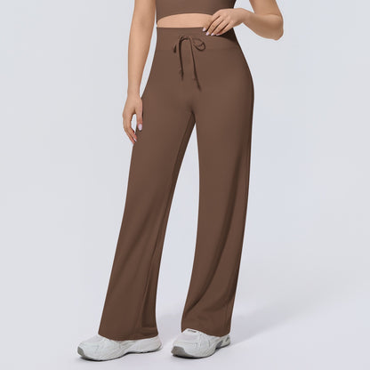 brown drawstring workout pants for women