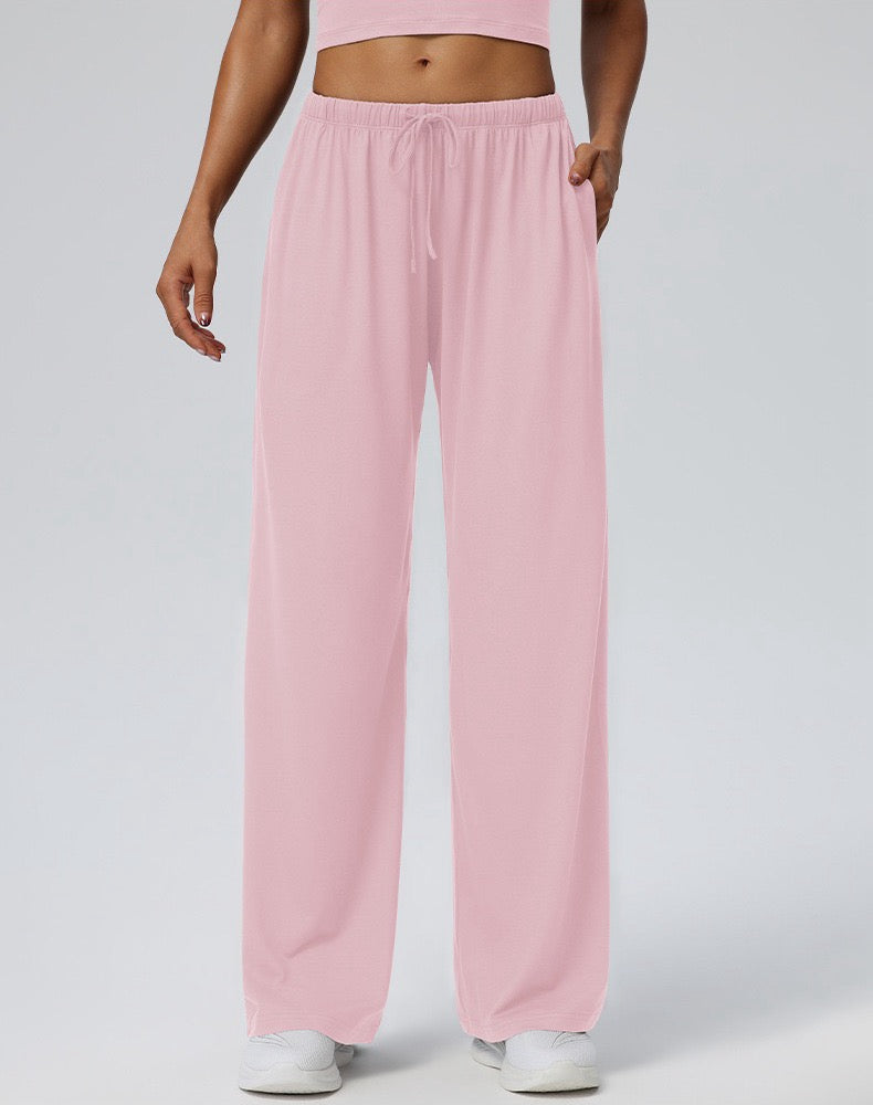 pink drawstring yoga pants for women