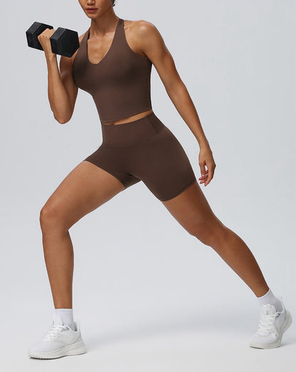 brown workout outfit set women