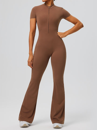brown gym jumpsuit outfit women