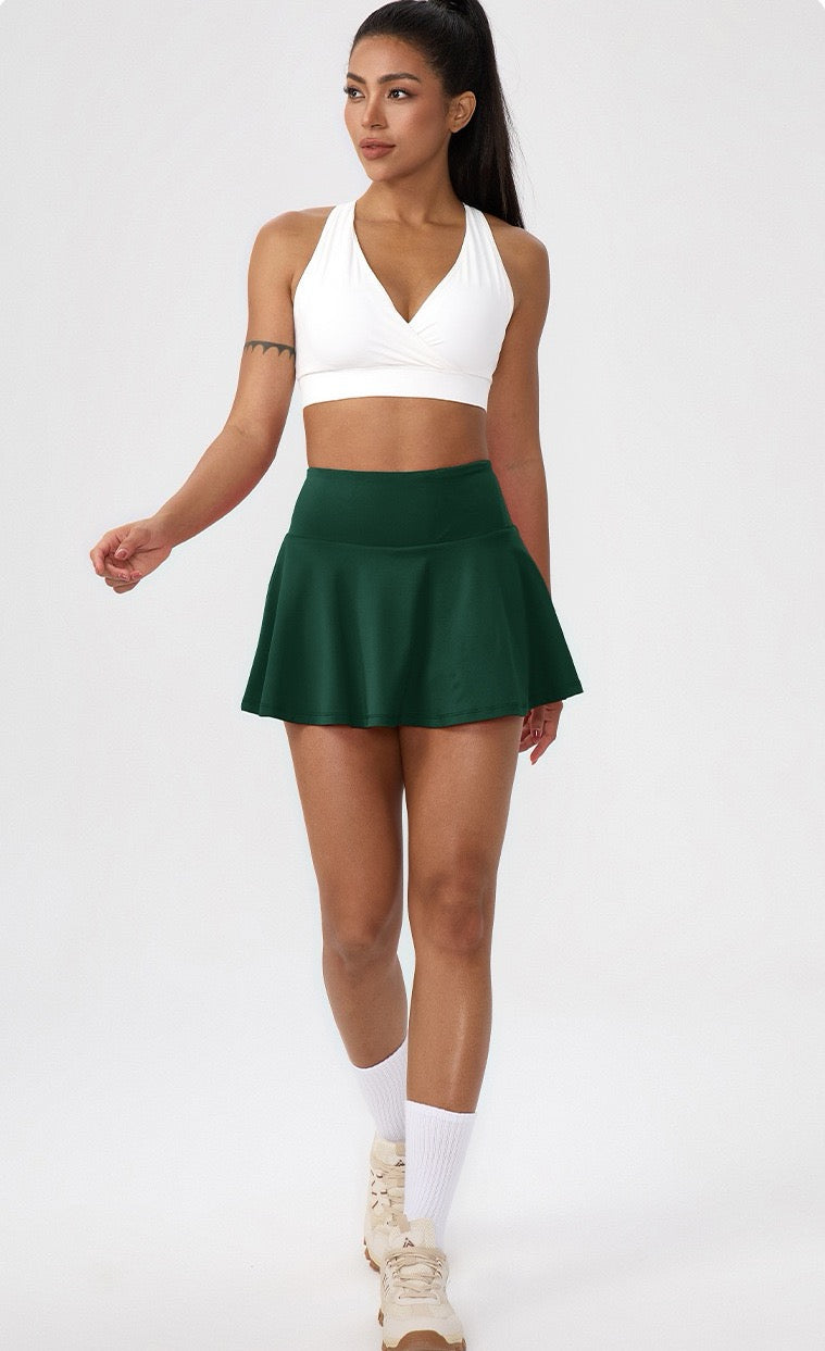 green athleisure skort