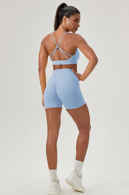 blue exercise outfit matching set women