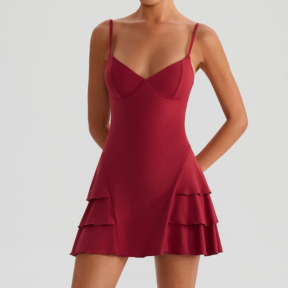 feminine active dress red color