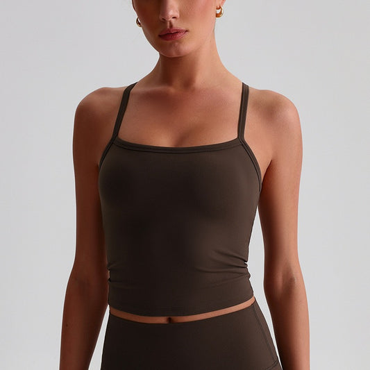 fitness crop tank with support