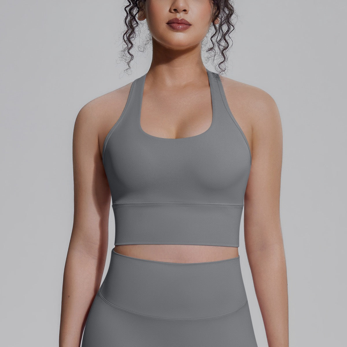 fitness crop top grey women