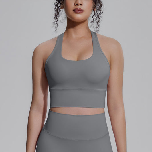 fitness crop top grey women