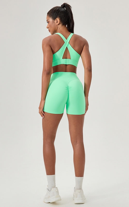 green fitness shorts women