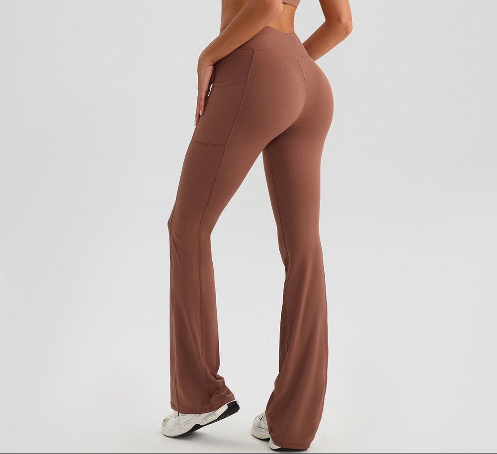 flare gym pants brown colour