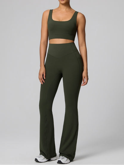 green flare tights