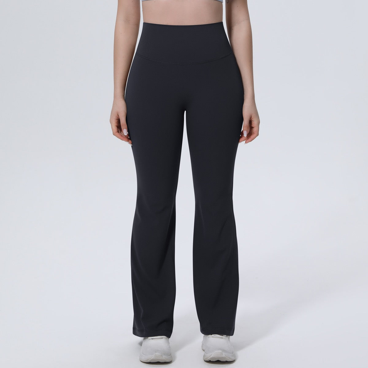 black flare workout pants seamless waistband