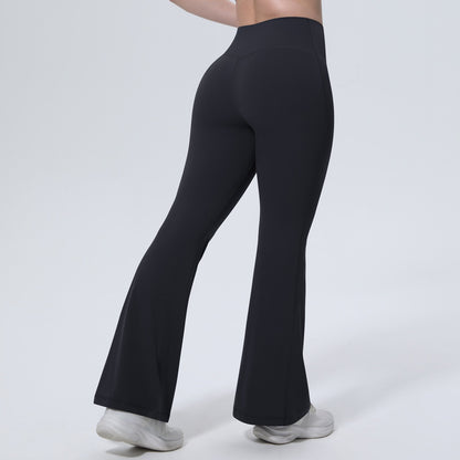 black flare yoga pants leg lengthening effect
