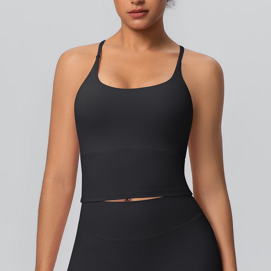 black cropped yoga bra for all body types